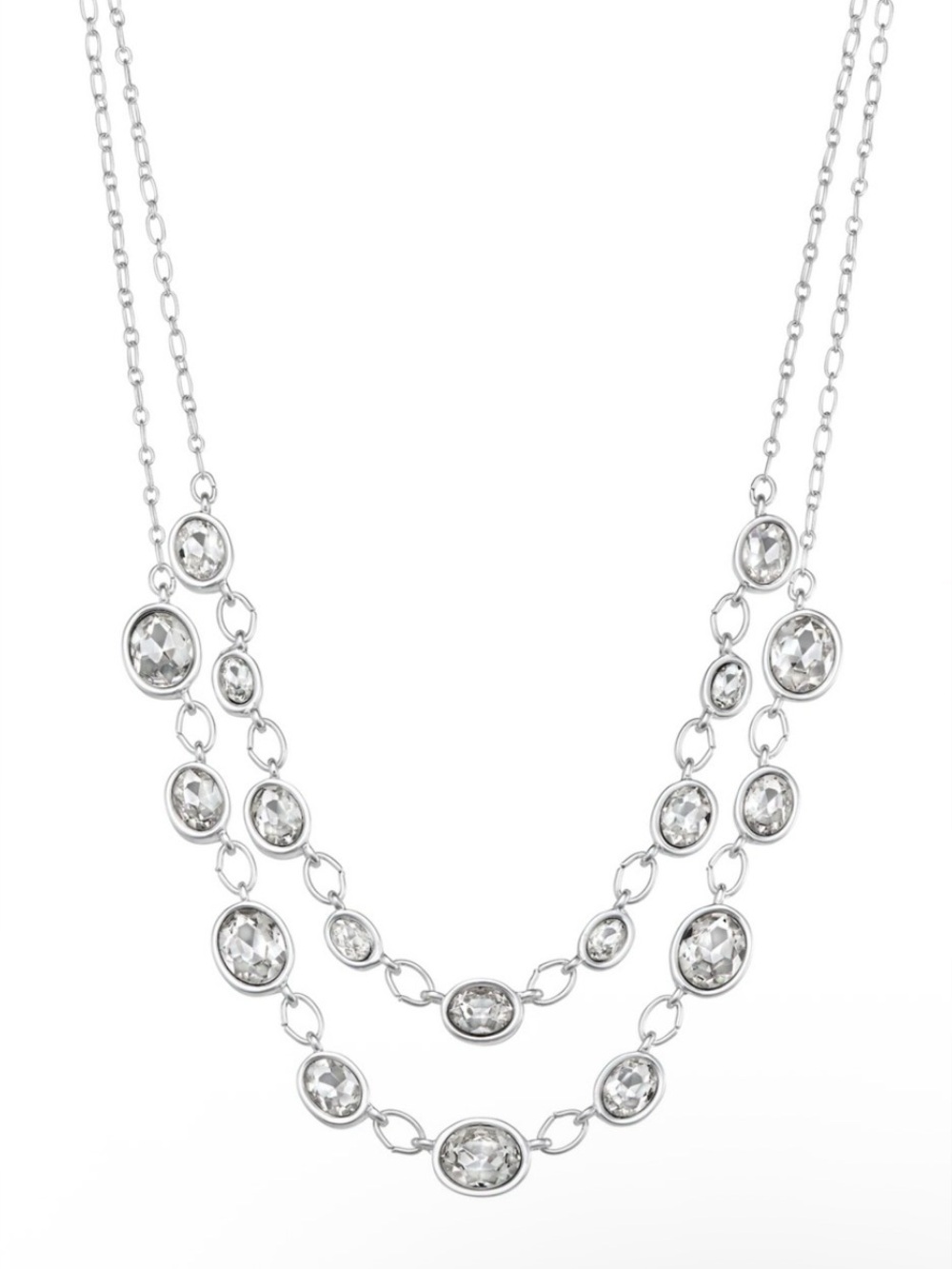 You're Invited Silver Simulated Crystal Multirow Necklace